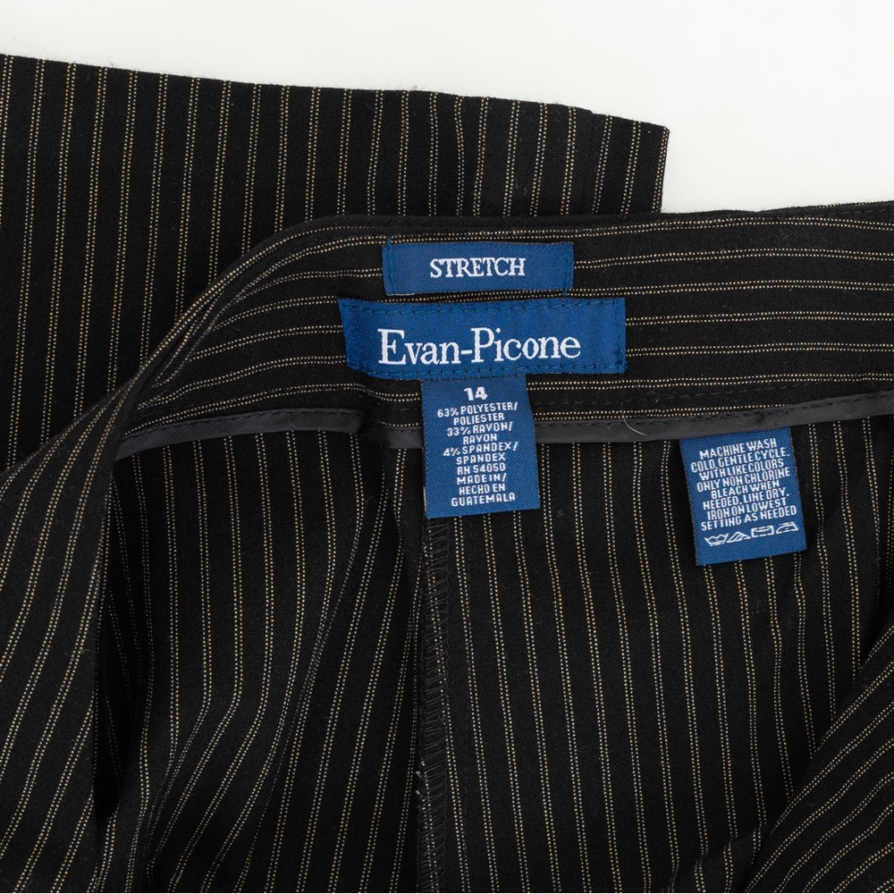 Vintage black pinstripe pantsuit tailored Evan-Picone 12/14 - Picture 16 of 16